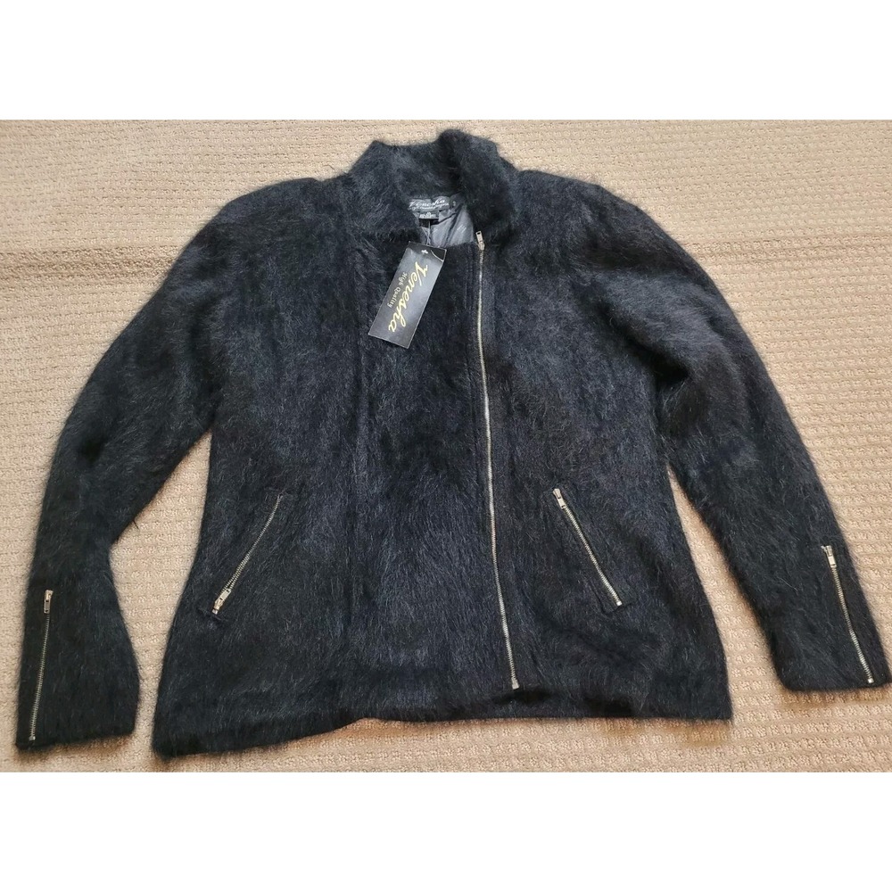 Venesha Boutique Jacket Women's size XL,‎ Angora, Black SJ318